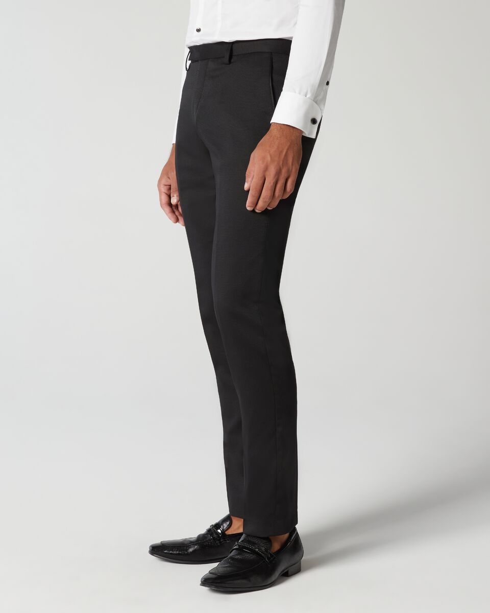 Black Slim Stretch Satin Side Stripe Tuxedo Pant
